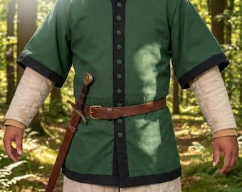Men's Medieval Viking Surcoat, Cotton Canvas Tunic, LARP Reenactment Tabard Costume