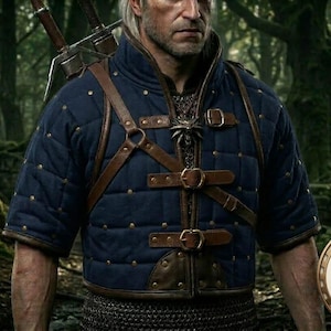 Witcher Leather Gambeson – Medieval Padded Armor, LARP Cosplay