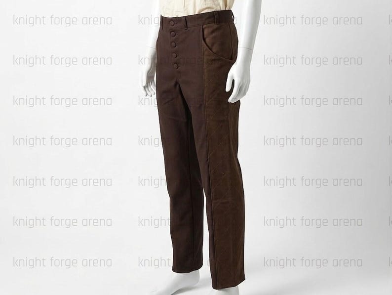 Witcher Medieval Trousers – Quilted Leather Side Panel Cotton Canvas Pants – Cosplay Garb image 9