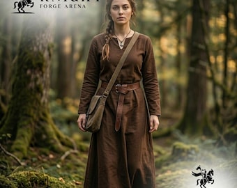 Women's Medieval Cotton Surcoat | Long Sleeve Historical Tunic for LARP, SCA, Cosplay