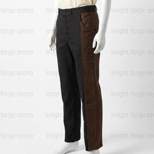 Witcher Medieval Trousers – Quilted Leather Side Panel Cotton Canvas Pants – Cosplay Garb image 7
