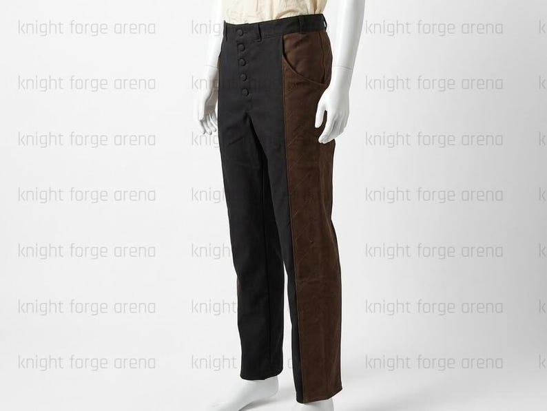 Witcher Medieval Trousers – Quilted Leather Side Panel Cotton Canvas Pants – Cosplay Garb image 7