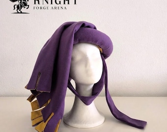 15th Century Wool Chaperon Hood, Two Tone Dagged Medieval Chaperone Hat with Linen Lining, Historical Reenactment LARP Nobility Headwear