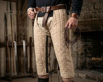 Medieval Padded Chausses | Cotton Canvas Leg Armor Chaps for LARP & Historical Reenactment (KFA-1070)