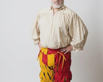 Joerg Landsknecht Trousers | Medieval Striped Slops, Cotton Canvas Renaissance Hose, LARP Costume Pants