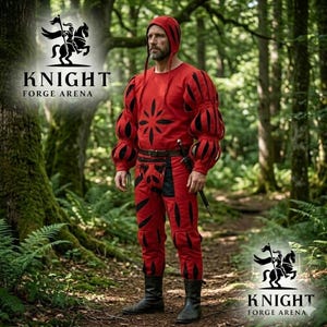 16th Century Landsknecht Costume Set, Puffy Slit Doublet, Cap, Codpiece Hose