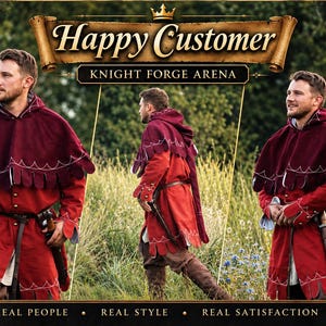 Handmade Medieval Hooded Cloak KFA-1018 - Dagged Gugel Padded Cowl - Unique Fantasy & Renaissance Fair Headwear