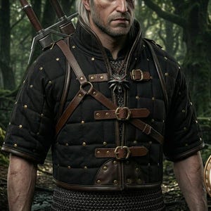 Witcher Leather Gambeson – Medieval Padded Armor, LARP Cosplay