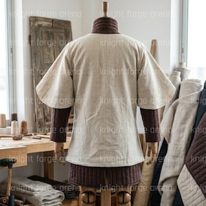 100% Pure Linen Medieval Surcoat - Button-Front Men’s Tunic - Reenactment Double Layer Over-Garb image 5