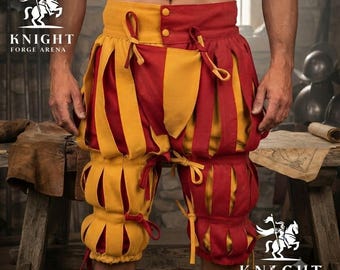 Joerg Landsknecht Trousers | Medieval Striped Slops, Cotton Canvas Renaissance Hose, LARP Costume Pants