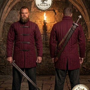 Medieval Padded Gambeson Armor (KFA-1023)| Removable Sleeves Viking Aketon - Handmade LARP & Cosplay Padded Jacket image 2