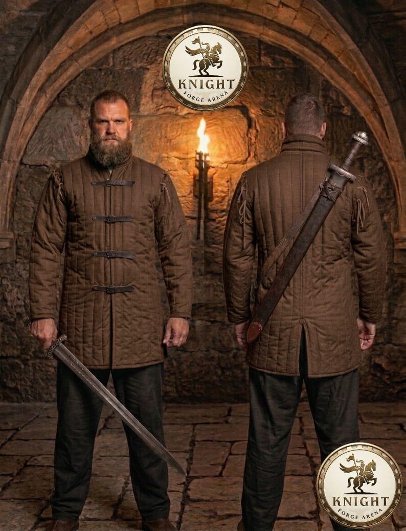 Medieval Padded Gambeson Armor (KFA-1023)| Removable Sleeves Viking Aketon - Handmade LARP & Cosplay Padded Jacket image 5