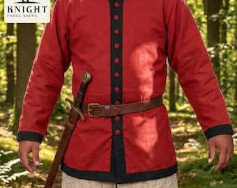 Handcrafted Cotton Canvas Viking Surcoat Tunic, Full Sleeve Knight Costume, Men's Renaissance Robe