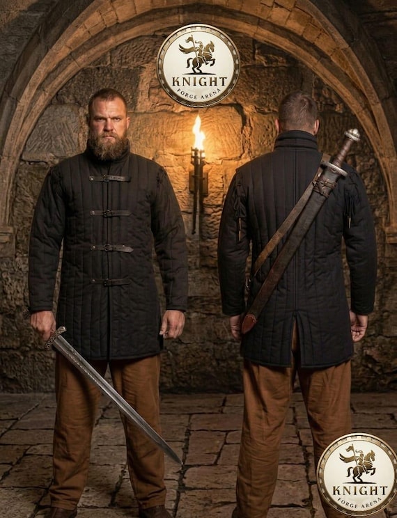 Medieval Padded Gambeson Armor (KFA-1023)| Removable Sleeves Viking Aketon - Handmade LARP & Cosplay Padded Jacket