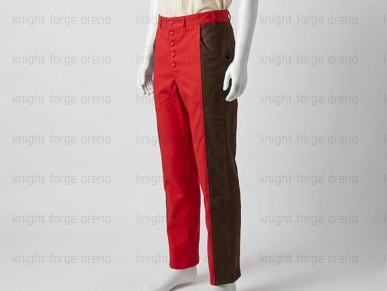 Witcher Medieval Trousers – Quilted Leather Side Panel Cotton Canvas Pants – Cosplay Garb image 4