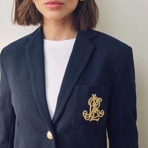 RLL GOLDEN  Vintage Bullion Wire Hand Embroidered Crest, Blazer Badge , Sew On Pocket Sized, Premium Quality