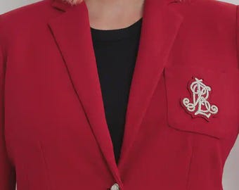 RED RLL Vintage Bullion Wire Hand Embroidered Crest, Blazer Badge , Sew On Pocket Sized, Premium Quality