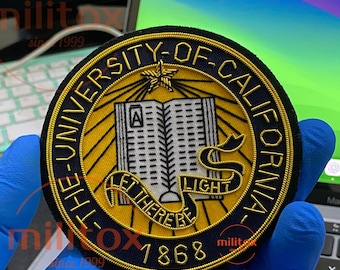 The University of California 1868 Bullion Wire Hand Embroidered Crest, Blazer Badge , Sew On, Pocket Sized