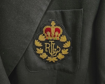 Vintage Bullion Wire Hand Embroidered Crest, Blazer Badge , Sew On, Pocket Sized