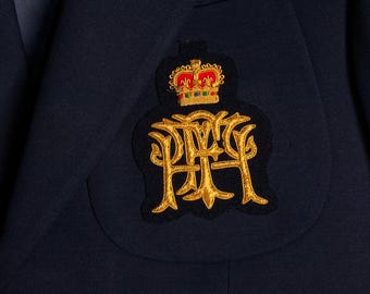 Vintage Bullion Wire Hand Embroidered Crest, Blazer Badge , Sew On, Pocket Sized