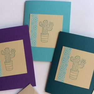 Cactus Handmade Card Set, Succulent, Jewel Toned Card, All Occasion Card, Blank Handmade Cards, 3 pc