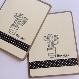 Cactus Card, Cactus Handmade Card, Succulent, Kraft Cardstock, All Occasion Card, Blank Handmade Card, For You Card, Card Set 2 pc