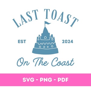 Festa de Bach de luxo SVG Logotipo PNG Festa de despedida de solteira costeira pronta para cortar ou imprimir Design Último brinde na costa Azul Branco Logotipo da festa de noiva