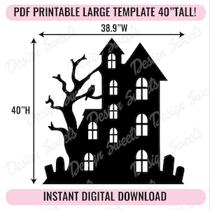 Haunted House Printable Trace and Cut PDF-Vorlage - Halloween-Dekor - 40" hoch Holz Karton Poster Board Styrol DIY Halloween Display