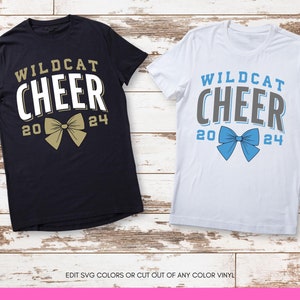 Wildkatze jubeln kokette Bogen Bold Shirt Design SVG PNG PDF - Fußball Herbst Sport - Schulgeist - Vektor für T-shirts Cut-Dateien