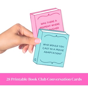Printable Book Club Question Cards 28 Romance Book Conversation Starters + Prompts Editable Icebreaker Cards for Book Club Ladies Nights