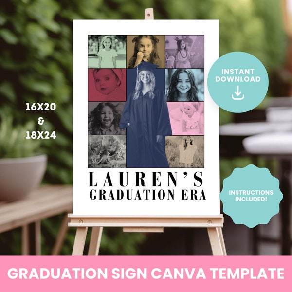 Eras Grad Poster 18x24 or 16x20 Canva Template Create Your Own Eras Graduation Photo Collage 2024 Graduate Gift Idea Party Poster Open House