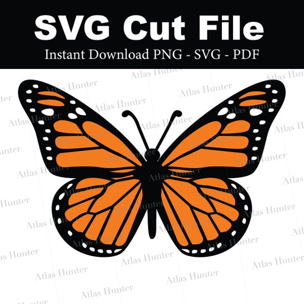 Monarch Butterfly Cricut Cut File SVG PNG PDF jpeg layered 1 2 or 3 color butterfly detailed spring time wings