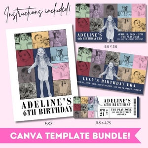 Eras Template Bundle Canva Editable Concert Poster Grid Eras Themed Birthday Party Color Square Create Your Own Eras Theme Party Invitation