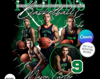 Athlete Bootleg Rap Tee Template Green Custom Photo Sports Concert Shirt 90s bootleg rap design template Basketball Senior Rap Editable