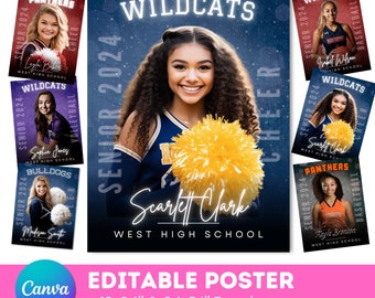 Senior Night Sport Poster Template Canva Download Editable Poster Template Senior Night Sports Design Customizable Team Photo Posters