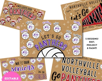 Volleyball Team Banner Butcher Paper Project and Paint Template Sign Senior Night Banner Canva DIY Team Poster Bundle