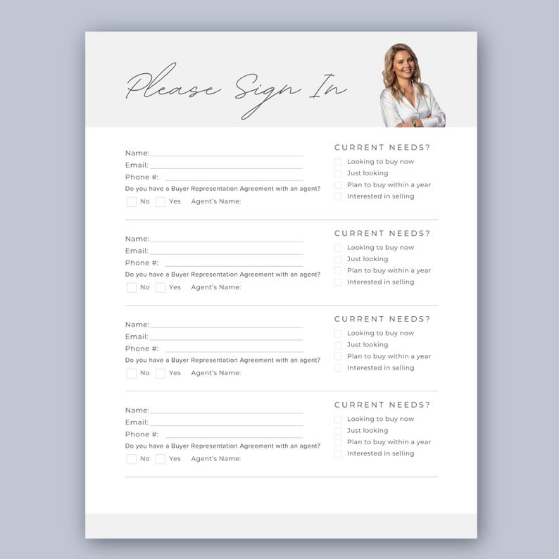 Open House Sign-in Sheet Editable Template Real Estate Agent ...