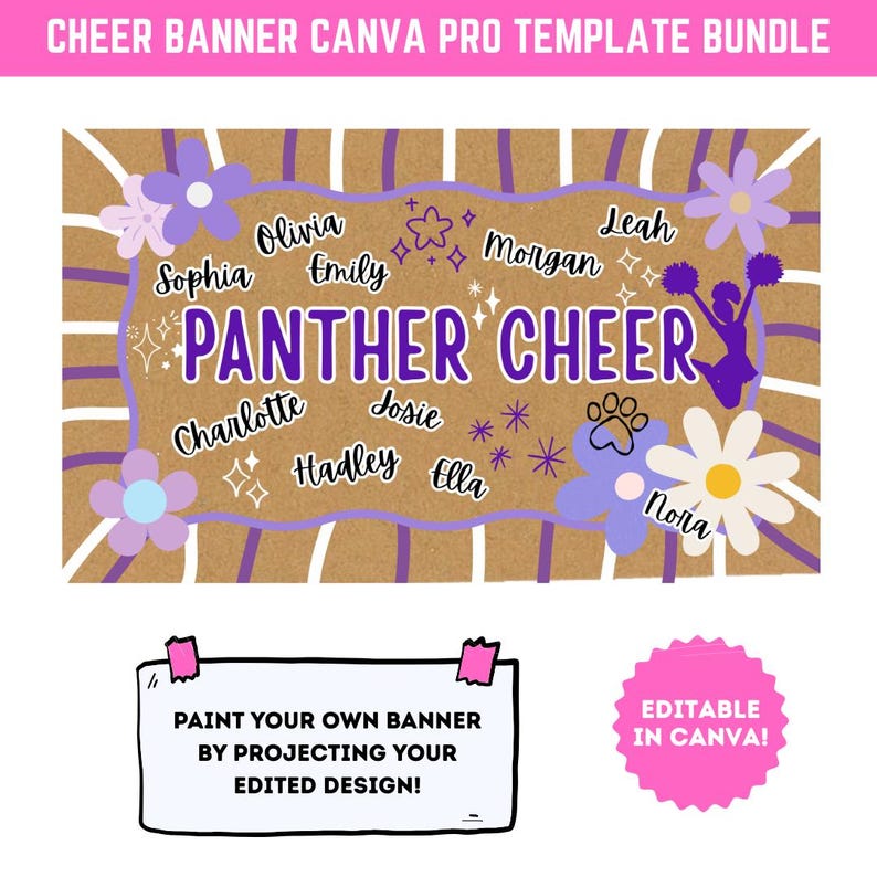 Cheering Banner Example Cheer Team Senior Night Banner Template: Canva DIY Project (digital ...
