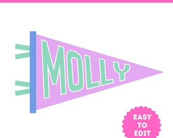 Plantilla de banderín de Canva editable, imprimible, PNG, deportiva, infantil, aventura, vintage, personalizable, escolar, escritura, impresión, descarga digital