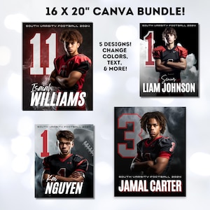 Football Poster Editable Canva Template Bundle Design Your Own Custom Senior Football Team Sports Poster Sports Legends Sports Booster