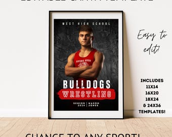 Customizable Senior Night Sport Poster Template Download Editable Poster Template Senior Night Sports Design Easy to Edit Team Photo Posters
