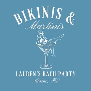Custom Bikinis and Martinis Bach Party Logo Bachelorette Logo Customizable Social Club Logo Girls Club For Bridal Party Shirts
