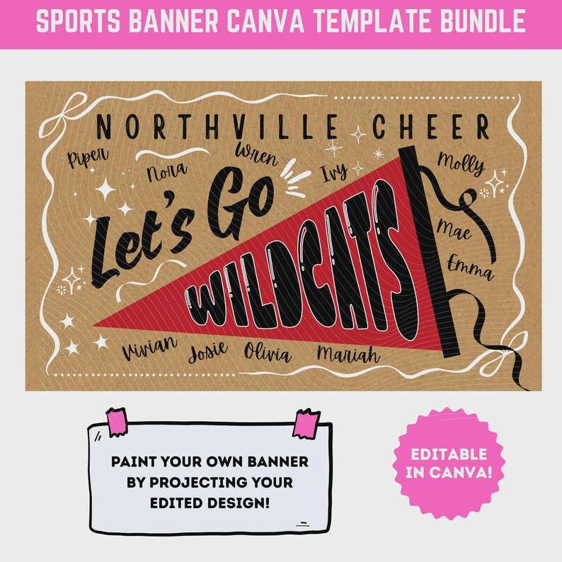 Project and Paint Basketball Team Butcher Paper Banner Template Sign Senior Night Banner Canva DIY Team Poster Bundle image 6