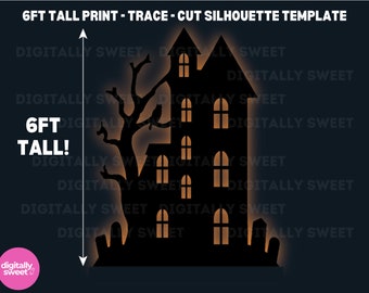 6FT Tall Haunted House Printable Trace and Cut PDF Template - Halloween Decor - 6 Feet High Wood Cardboard DIY Halloween Display