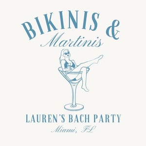 Custom Bikinis and Martinis Bach Party Logo Bachelorette Logo Canva Template Editable Social Club Logo Girls Club For Bridal Party Shirts
