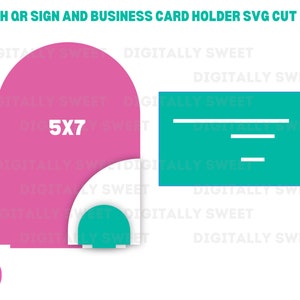 Kod QR Business Sign Cut File Arch Scan to Pay Sign With Business Card Holder Pliki SVG DXF dla maszyn tnących Plik do cięcia łukowego znaku
