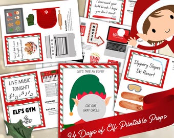 24 Tage Elf Prop Kit Urlaub Elf Bundle Ankunft Etikett und Brief Mini Zeitung Tägliche Elf Aktivitäten und Ideen 24 Tage der Elf Requisiten und mehr