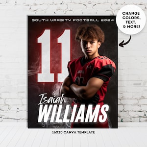 Football Poster Canva Template Design Your Own Custom Senior Football Team Sports Posters in Canva Sports Legends Sports Booster Posters
