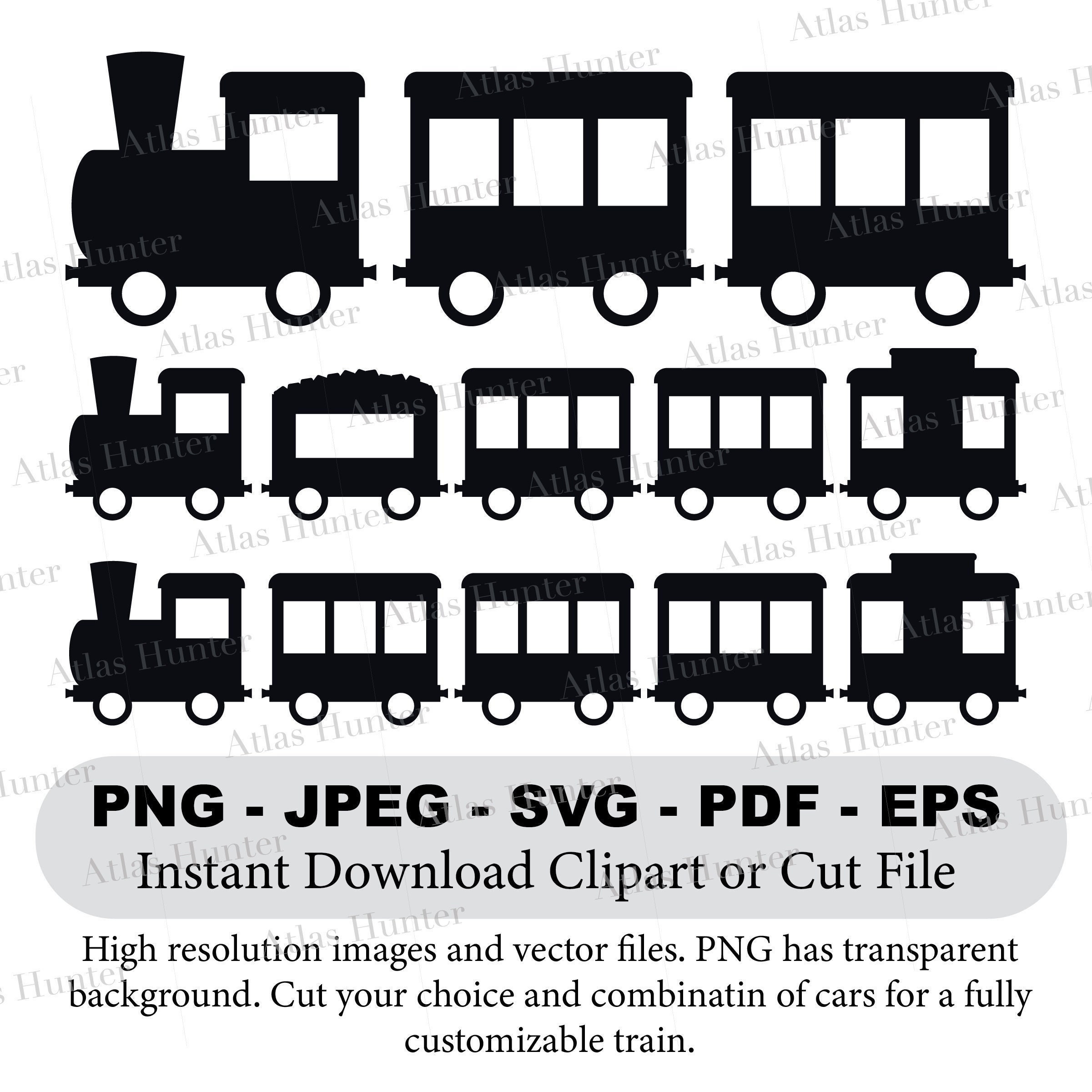 Vagones de tren para niños, fiesta de cumpleaños colorida, archivos de  corte de locomotora Cricut, descarga instantánea digital, vagón de  pasajeros,, image size:2401x2400
