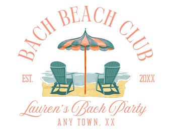 Coastal Beach Bach Party Logo DTF Ready Printable Editable Canva Logo Template Bachelorette Beach Theme Logo Bachelorette Party design Logo